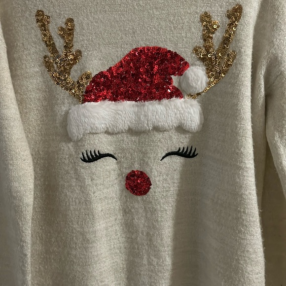 Children’s place cream sweater festive reindeer - Picture 3 of 4